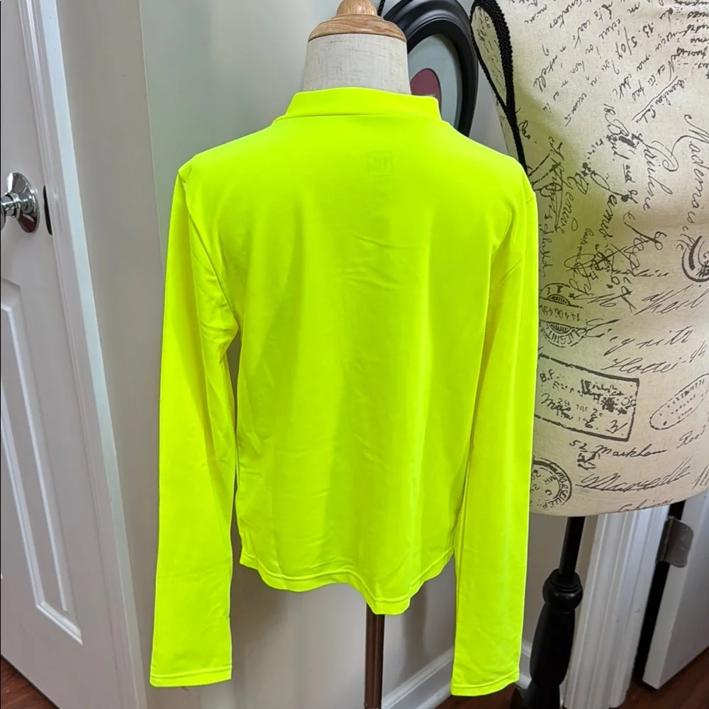 🏊‍♀️ GAP Girls XL 12 Neon Yellow Rashguard Swim Long Sleeve Zip Up